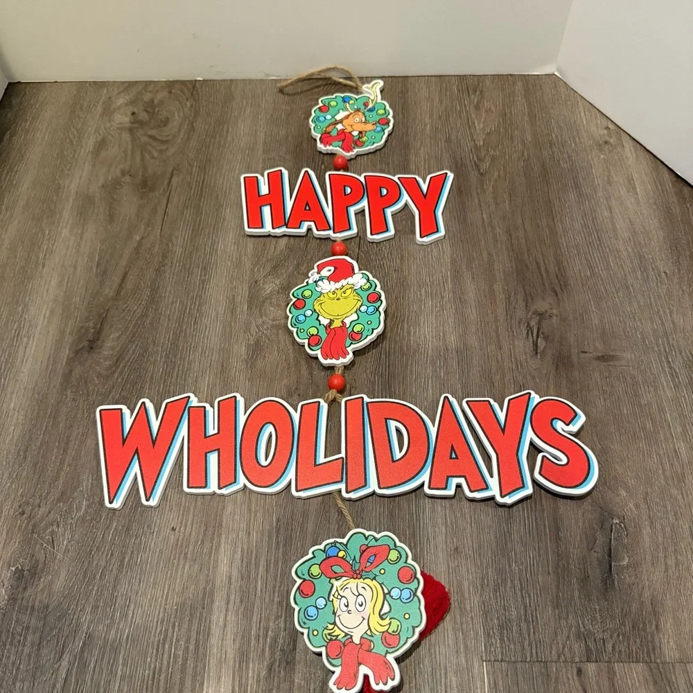 The Grinch Happy Wholidays Wood Wall Decor - NWT
